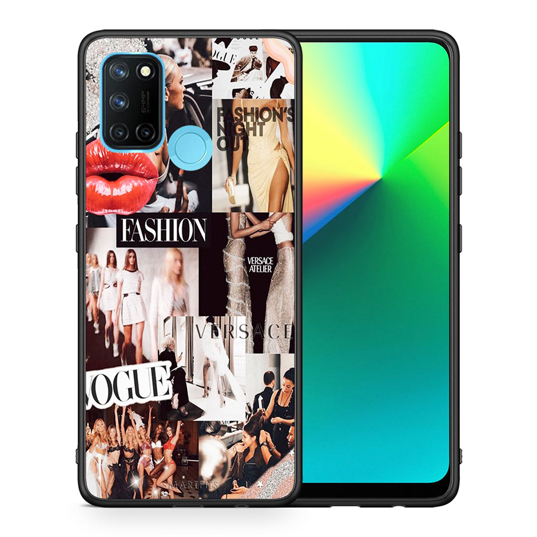 Θήκη Αγίου Βαλεντίνου Realme 7i / C25 Collage Fashion από τη Smartfits με σχέδιο στο πίσω μέρος και μαύρο περίβλημα | Realme 7i / C25 Collage Fashion case with colorful back and black bezels