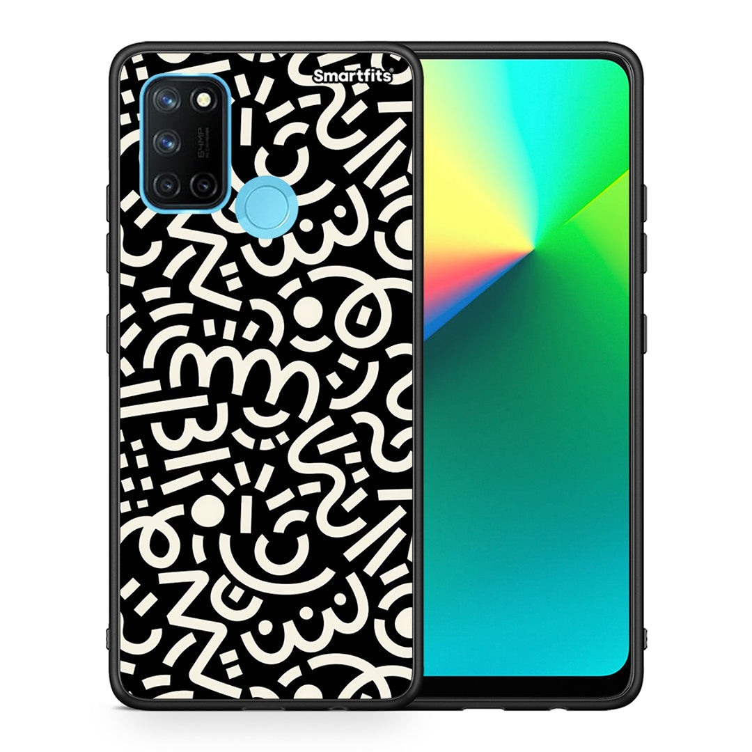 Θήκη Realme 7i / C25 Doodle Art από τη Smartfits με σχέδιο στο πίσω μέρος και μαύρο περίβλημα | Realme 7i / C25 Doodle Art case with colorful back and black bezels
