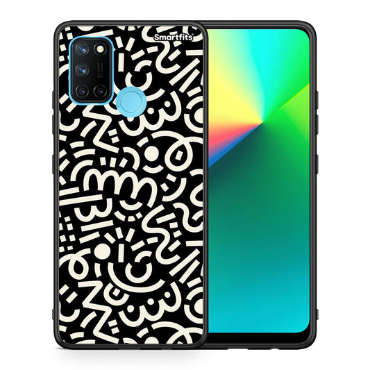 Θήκη Realme 7i / C25 Doodle Art από τη Smartfits με σχέδιο στο πίσω μέρος και μαύρο περίβλημα | Realme 7i / C25 Doodle Art case with colorful back and black bezels