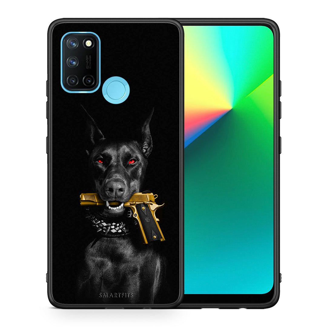 Θήκη Αγίου Βαλεντίνου Realme 7i / C25 Golden Gun από τη Smartfits με σχέδιο στο πίσω μέρος και μαύρο περίβλημα | Realme 7i / C25 Golden Gun case with colorful back and black bezels