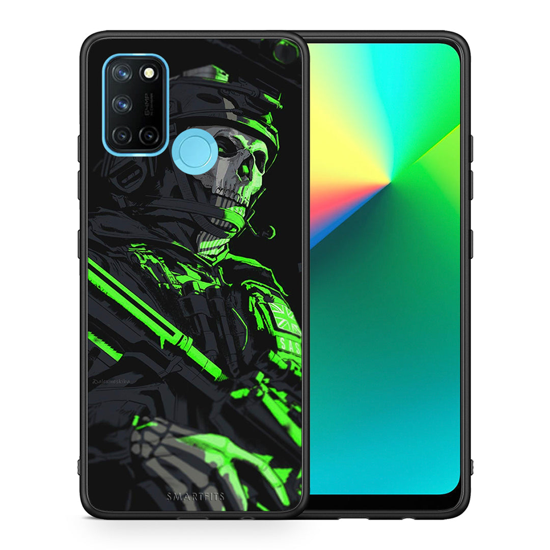 Θήκη Αγίου Βαλεντίνου Realme 7i / C25 Green Soldier από τη Smartfits με σχέδιο στο πίσω μέρος και μαύρο περίβλημα | Realme 7i / C25 Green Soldier case with colorful back and black bezels