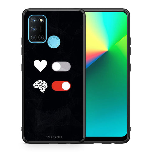 Θήκη Αγίου Βαλεντίνου Realme 7i / C25 Heart Vs Brain από τη Smartfits με σχέδιο στο πίσω μέρος και μαύρο περίβλημα | Realme 7i / C25 Heart Vs Brain case with colorful back and black bezels