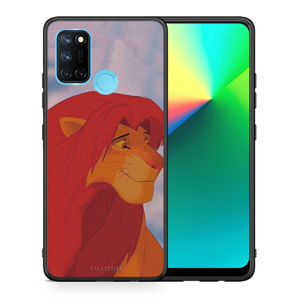 Θήκη Αγίου Βαλεντίνου Realme 7i / C25 Lion Love 1 από τη Smartfits με σχέδιο στο πίσω μέρος και μαύρο περίβλημα | Realme 7i / C25 Lion Love 1 case with colorful back and black bezels