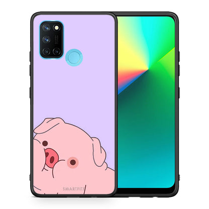 Θήκη Αγίου Βαλεντίνου Realme 7i / C25 Pig Love 2 από τη Smartfits με σχέδιο στο πίσω μέρος και μαύρο περίβλημα | Realme 7i / C25 Pig Love 2 case with colorful back and black bezels