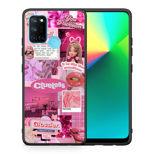 Θήκη Αγίου Βαλεντίνου Realme 7i / C25 Pink Love από τη Smartfits με σχέδιο στο πίσω μέρος και μαύρο περίβλημα | Realme 7i / C25 Pink Love case with colorful back and black bezels