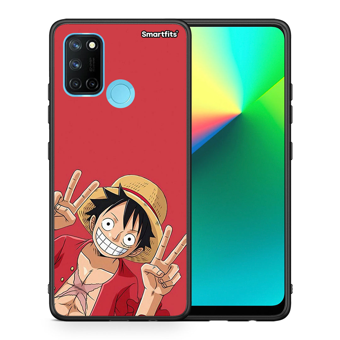 Θήκη Realme 7i / C25 Pirate Luffy από τη Smartfits με σχέδιο στο πίσω μέρος και μαύρο περίβλημα | Realme 7i / C25 Pirate Luffy case with colorful back and black bezels