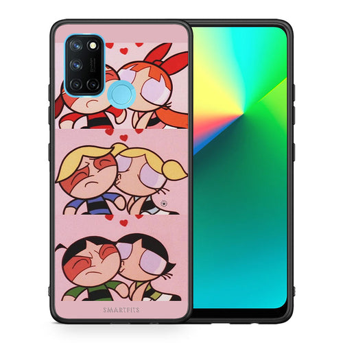 Θήκη Αγίου Βαλεντίνου Realme 7i / C25 Puff Love από τη Smartfits με σχέδιο στο πίσω μέρος και μαύρο περίβλημα | Realme 7i / C25 Puff Love case with colorful back and black bezels