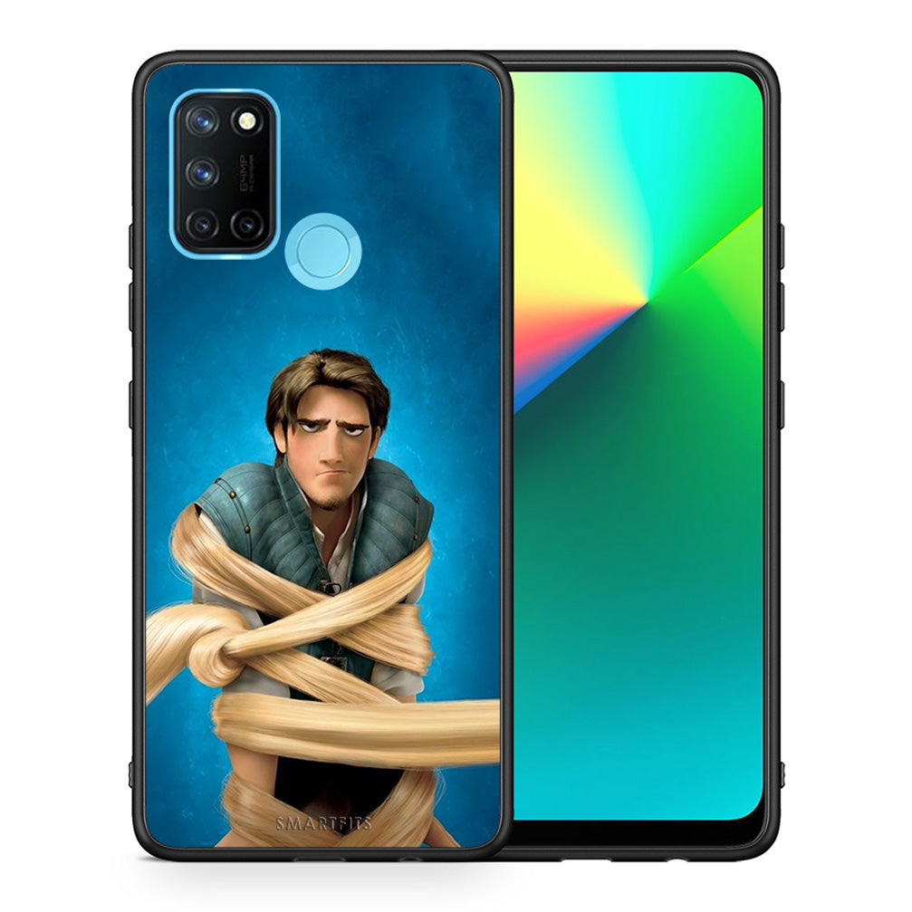 Θήκη Αγίου Βαλεντίνου Realme 7i / C25 Tangled 1 από τη Smartfits με σχέδιο στο πίσω μέρος και μαύρο περίβλημα | Realme 7i / C25 Tangled 1 case with colorful back and black bezels