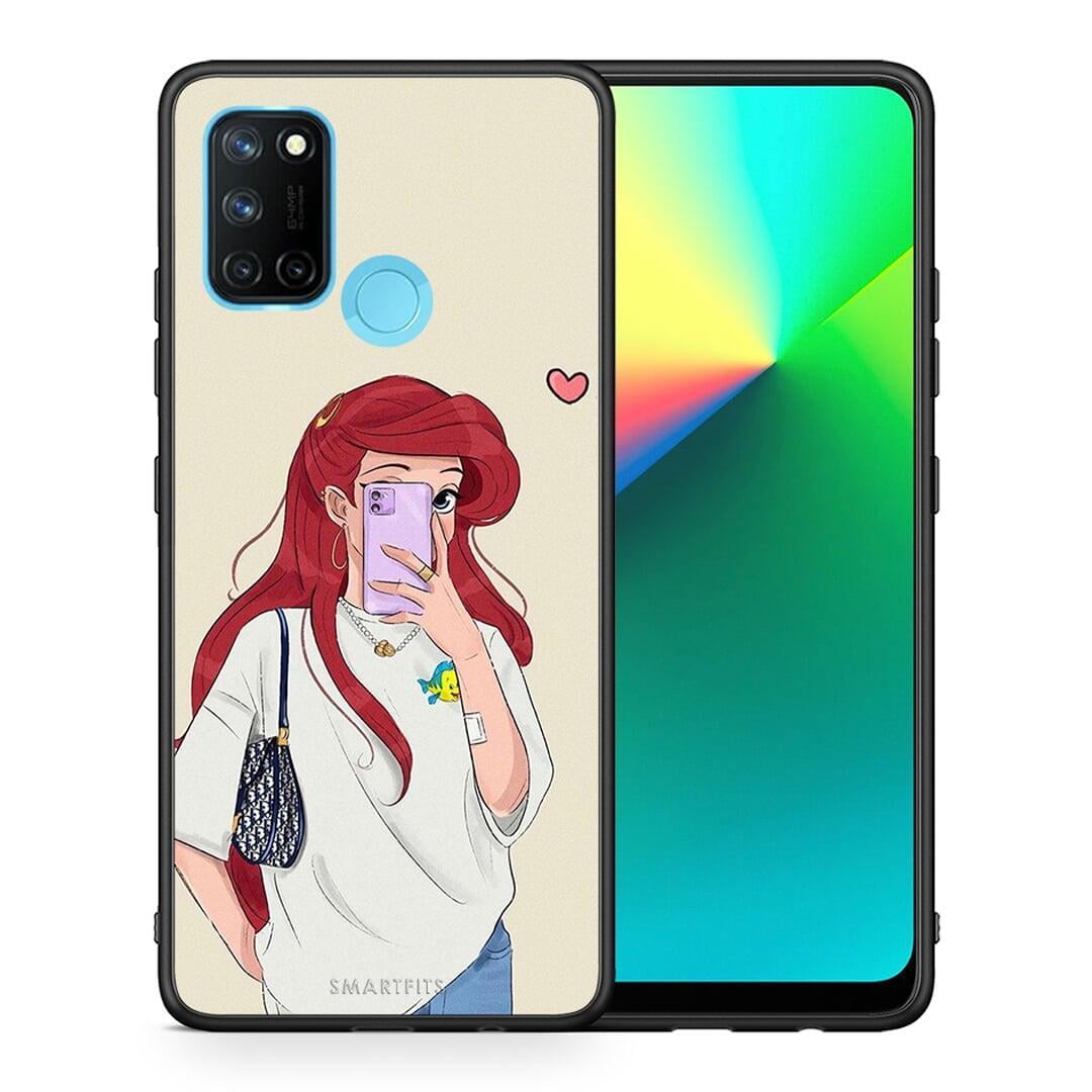 Θήκη Realme 7i / C25 Walking Mermaid από τη Smartfits με σχέδιο στο πίσω μέρος και μαύρο περίβλημα | Realme 7i / C25 Walking Mermaid case with colorful back and black bezels