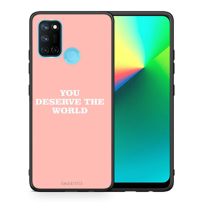 Θήκη Αγίου Βαλεντίνου Realme 7i / C25 You Deserve The World από τη Smartfits με σχέδιο στο πίσω μέρος και μαύρο περίβλημα | Realme 7i / C25 You Deserve The World case with colorful back and black bezels