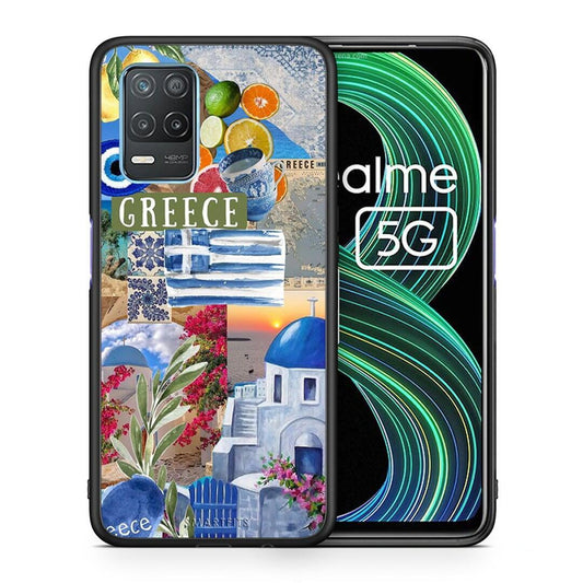 Θήκη Realme 8 5G All Greek από τη Smartfits με σχέδιο στο πίσω μέρος και μαύρο περίβλημα | Realme 8 5G All Greek case with colorful back and black bezels