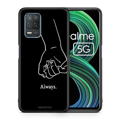 Θήκη Αγίου Βαλεντίνου Realme 8 5G Always & Forever 1 από τη Smartfits με σχέδιο στο πίσω μέρος και μαύρο περίβλημα | Realme 8 5G Always & Forever 1 case with colorful back and black bezels
