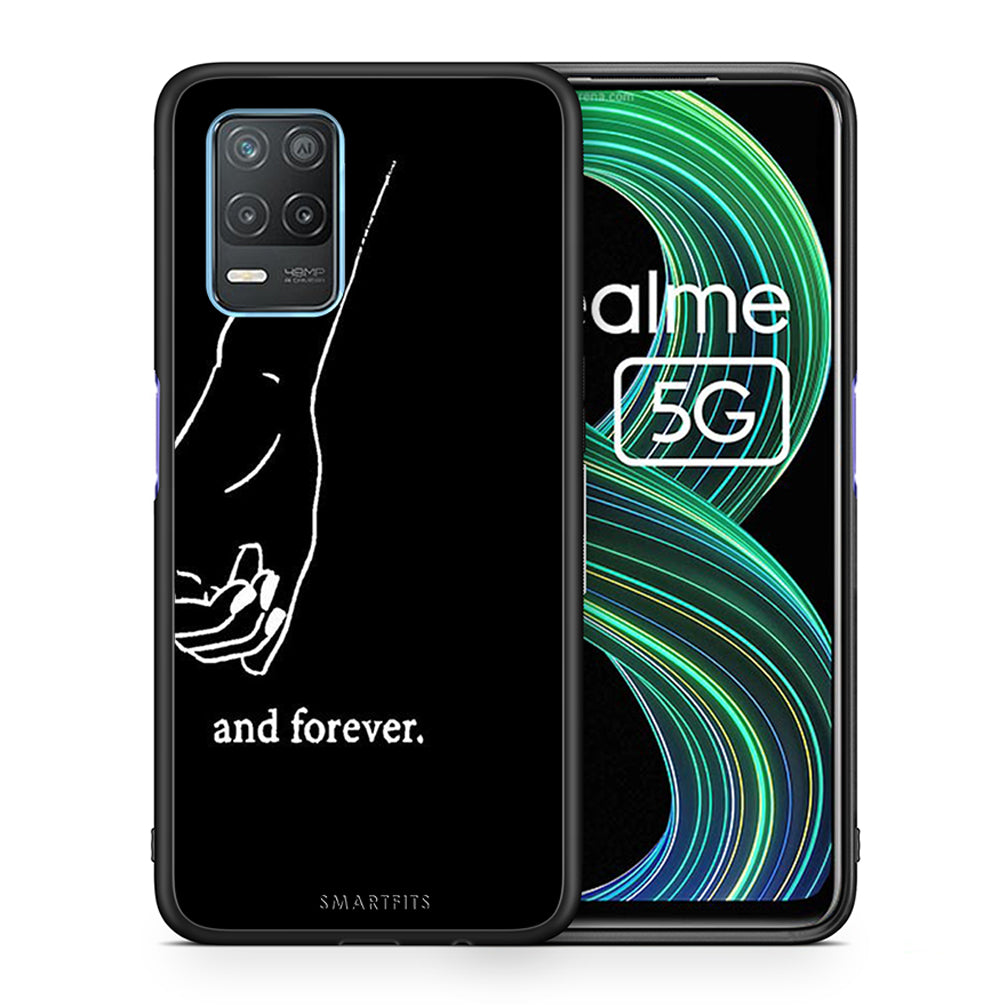 Θήκη Αγίου Βαλεντίνου Realme 8 5G Always & Forever 2 από τη Smartfits με σχέδιο στο πίσω μέρος και μαύρο περίβλημα | Realme 8 5G Always & Forever 2 case with colorful back and black bezels