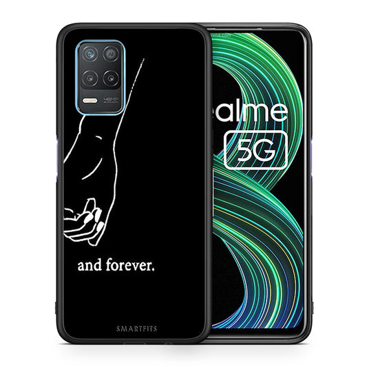 Θήκη Αγίου Βαλεντίνου Realme 8 5G Always & Forever 2 από τη Smartfits με σχέδιο στο πίσω μέρος και μαύρο περίβλημα | Realme 8 5G Always & Forever 2 case with colorful back and black bezels