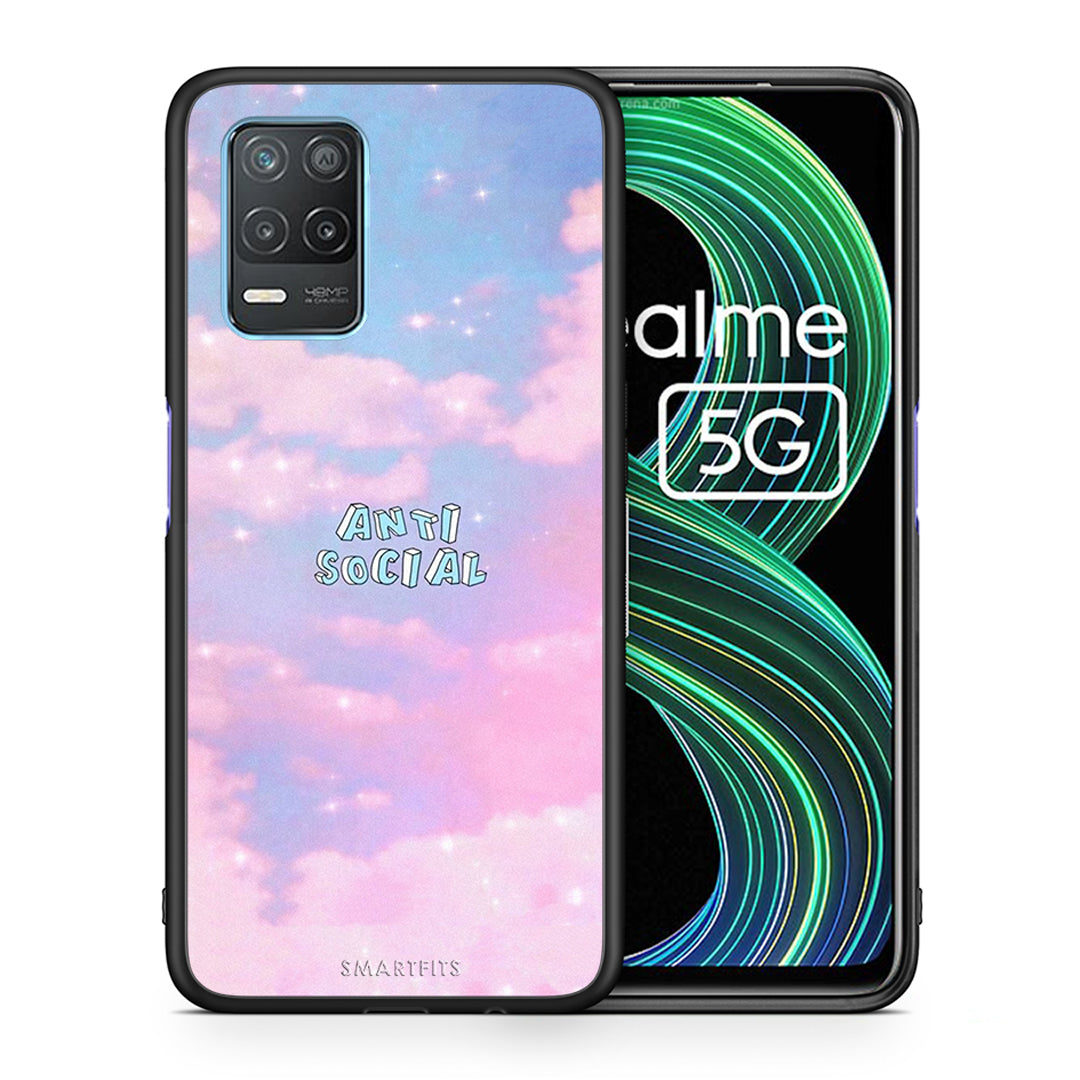 Θήκη Αγίου Βαλεντίνου Realme 8 5G Anti Social από τη Smartfits με σχέδιο στο πίσω μέρος και μαύρο περίβλημα | Realme 8 5G Anti Social case with colorful back and black bezels