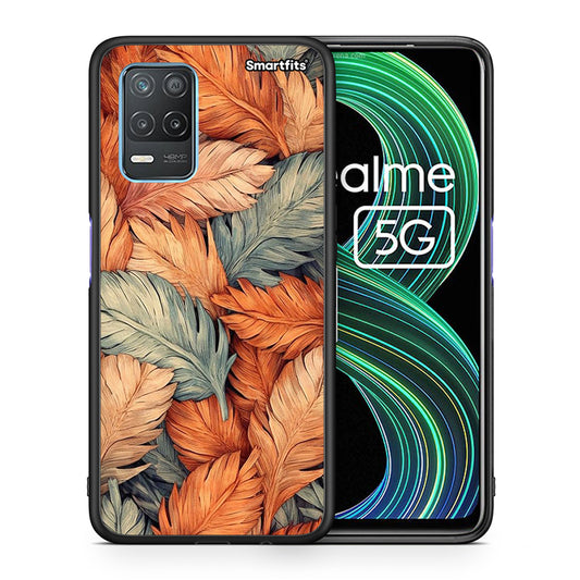 Θήκη Realme 8 5G Autumn Leaves από τη Smartfits με σχέδιο στο πίσω μέρος και μαύρο περίβλημα | Realme 8 5G Autumn Leaves case with colorful back and black bezels
