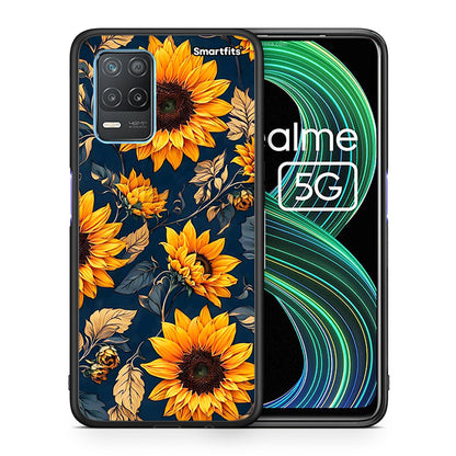 Θήκη Realme 8 5G Autumn Sunflowers από τη Smartfits με σχέδιο στο πίσω μέρος και μαύρο περίβλημα | Realme 8 5G Autumn Sunflowers case with colorful back and black bezels