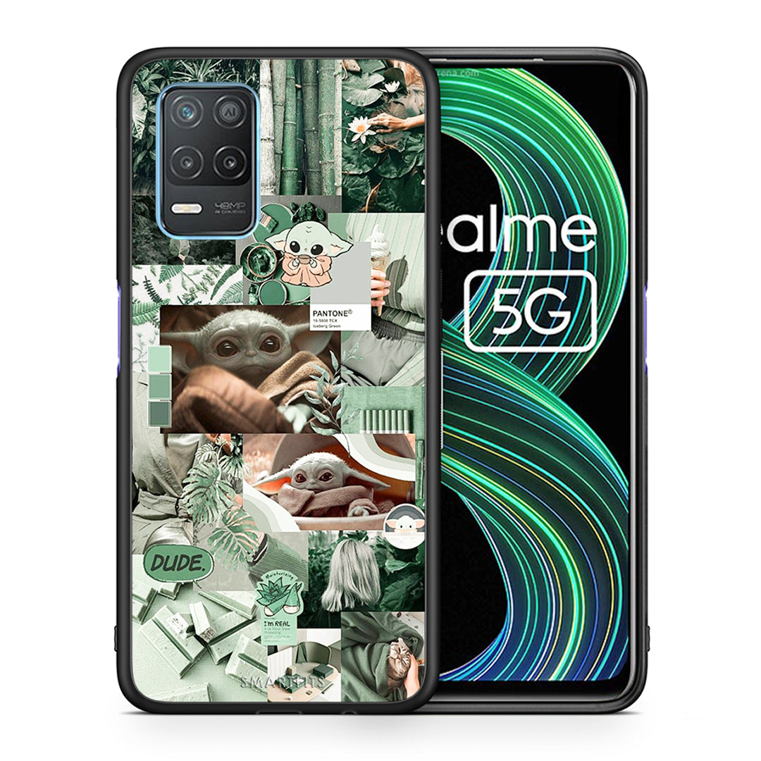 Θήκη Αγίου Βαλεντίνου Realme 8 5G Collage Dude από τη Smartfits με σχέδιο στο πίσω μέρος και μαύρο περίβλημα | Realme 8 5G Collage Dude case with colorful back and black bezels