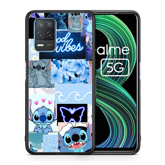 Θήκη Αγίου Βαλεντίνου Realme 8 5G Collage Good Vibes από τη Smartfits με σχέδιο στο πίσω μέρος και μαύρο περίβλημα | Realme 8 5G Collage Good Vibes case with colorful back and black bezels