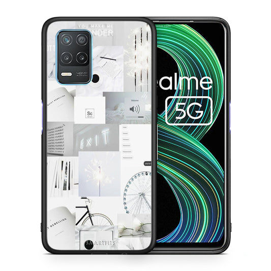 Θήκη Αγίου Βαλεντίνου Realme 8 5G Collage Make Me Wonder από τη Smartfits με σχέδιο στο πίσω μέρος και μαύρο περίβλημα | Realme 8 5G Collage Make Me Wonder case with colorful back and black bezels