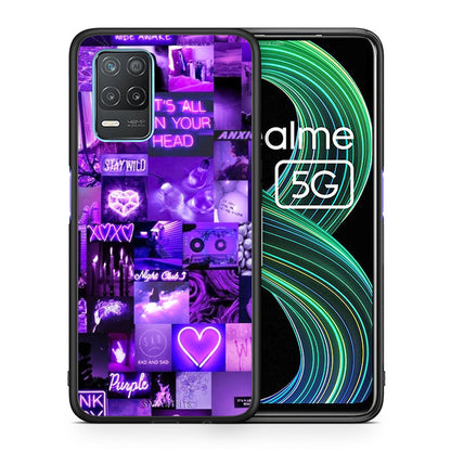 Θήκη Αγίου Βαλεντίνου Realme 8 5G Collage Stay Wild από τη Smartfits με σχέδιο στο πίσω μέρος και μαύρο περίβλημα | Realme 8 5G Collage Stay Wild case with colorful back and black bezels