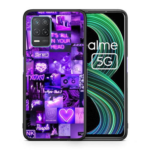 Θήκη Αγίου Βαλεντίνου Realme 8 5G Collage Stay Wild από τη Smartfits με σχέδιο στο πίσω μέρος και μαύρο περίβλημα | Realme 8 5G Collage Stay Wild case with colorful back and black bezels