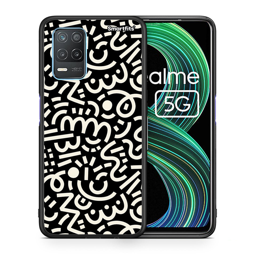 Θήκη Realme 8 5G Doodle Art από τη Smartfits με σχέδιο στο πίσω μέρος και μαύρο περίβλημα | Realme 8 5G Doodle Art case with colorful back and black bezels