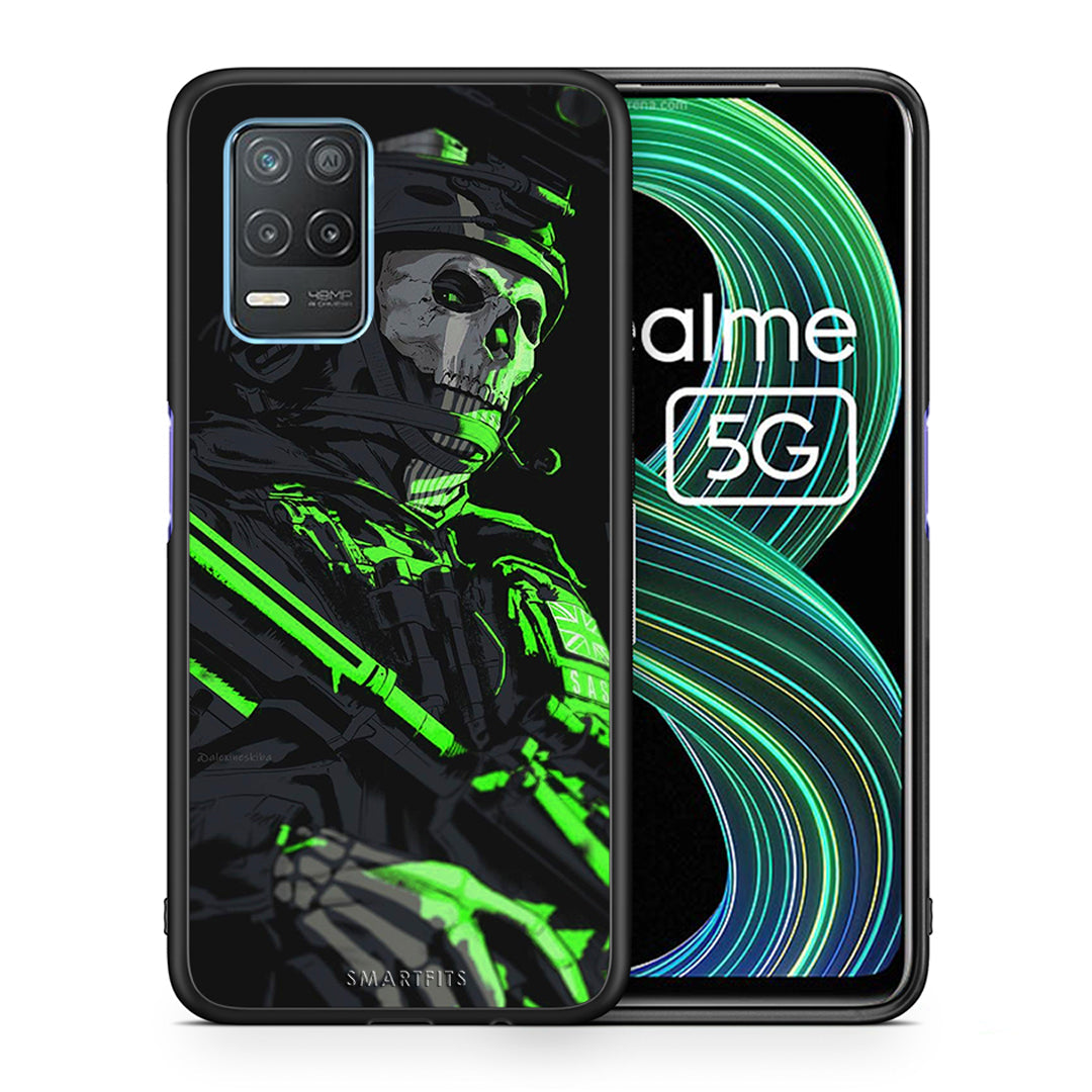 Θήκη Αγίου Βαλεντίνου Realme 8 5G Green Soldier από τη Smartfits με σχέδιο στο πίσω μέρος και μαύρο περίβλημα | Realme 8 5G Green Soldier case with colorful back and black bezels