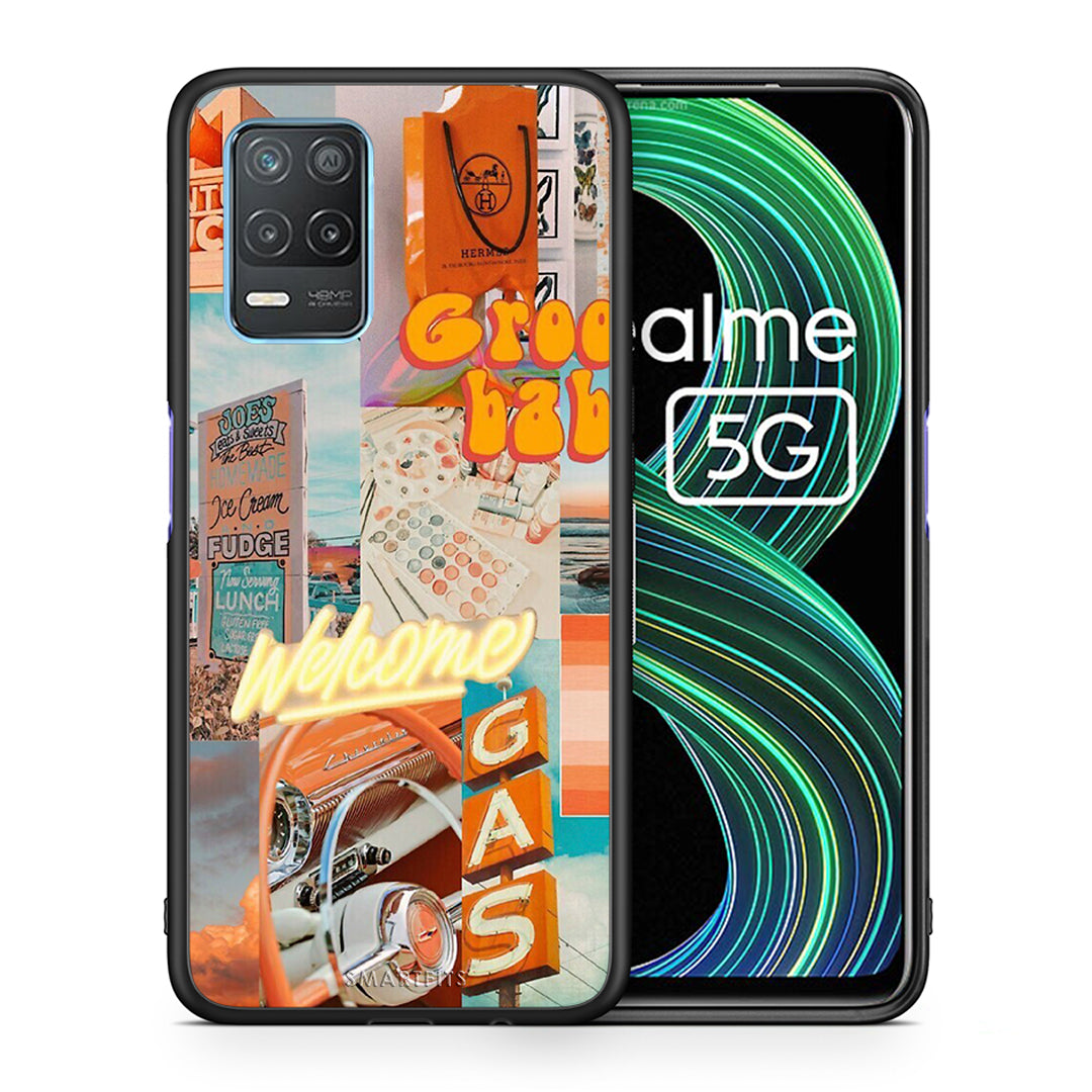 Θήκη Αγίου Βαλεντίνου Realme 8 5G Groovy Babe από τη Smartfits με σχέδιο στο πίσω μέρος και μαύρο περίβλημα | Realme 8 5G Groovy Babe case with colorful back and black bezels