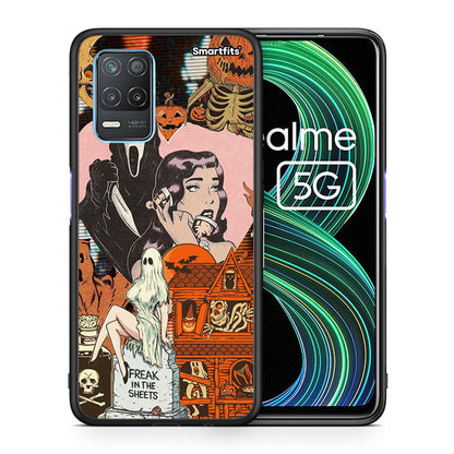 Θήκη Realme 8 5G Halloween Collage από τη Smartfits με σχέδιο στο πίσω μέρος και μαύρο περίβλημα | Realme 8 5G Halloween Collage case with colorful back and black bezels