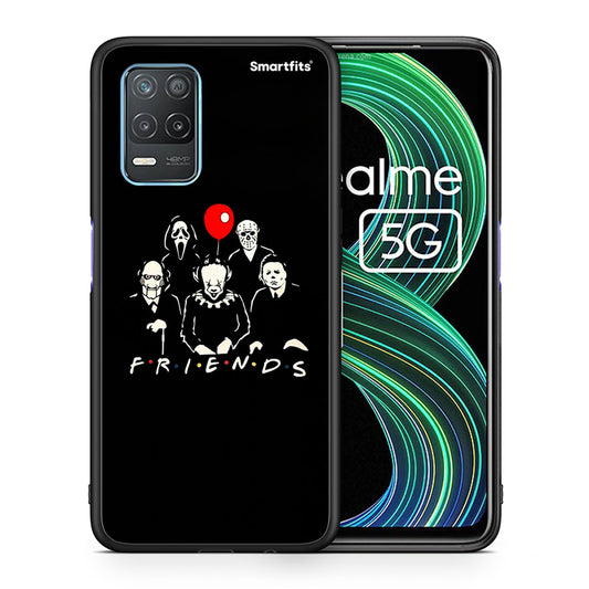 Θήκη Realme 8 5G Halloween Friends από τη Smartfits με σχέδιο στο πίσω μέρος και μαύρο περίβλημα | Realme 8 5G Halloween Friends case with colorful back and black bezels