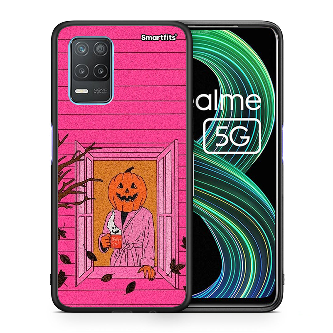Θήκη Realme 8 5G Halloween Pumpkin Lady από τη Smartfits με σχέδιο στο πίσω μέρος και μαύρο περίβλημα | Realme 8 5G Halloween Pumpkin Lady case with colorful back and black bezels