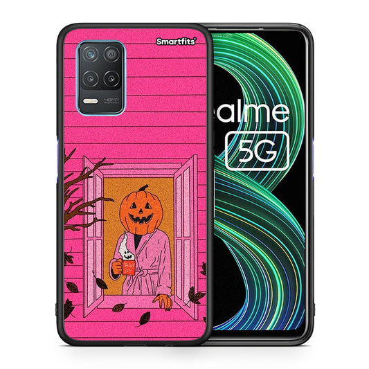 Θήκη Realme 8 5G Halloween Pumpkin Lady από τη Smartfits με σχέδιο στο πίσω μέρος και μαύρο περίβλημα | Realme 8 5G Halloween Pumpkin Lady case with colorful back and black bezels