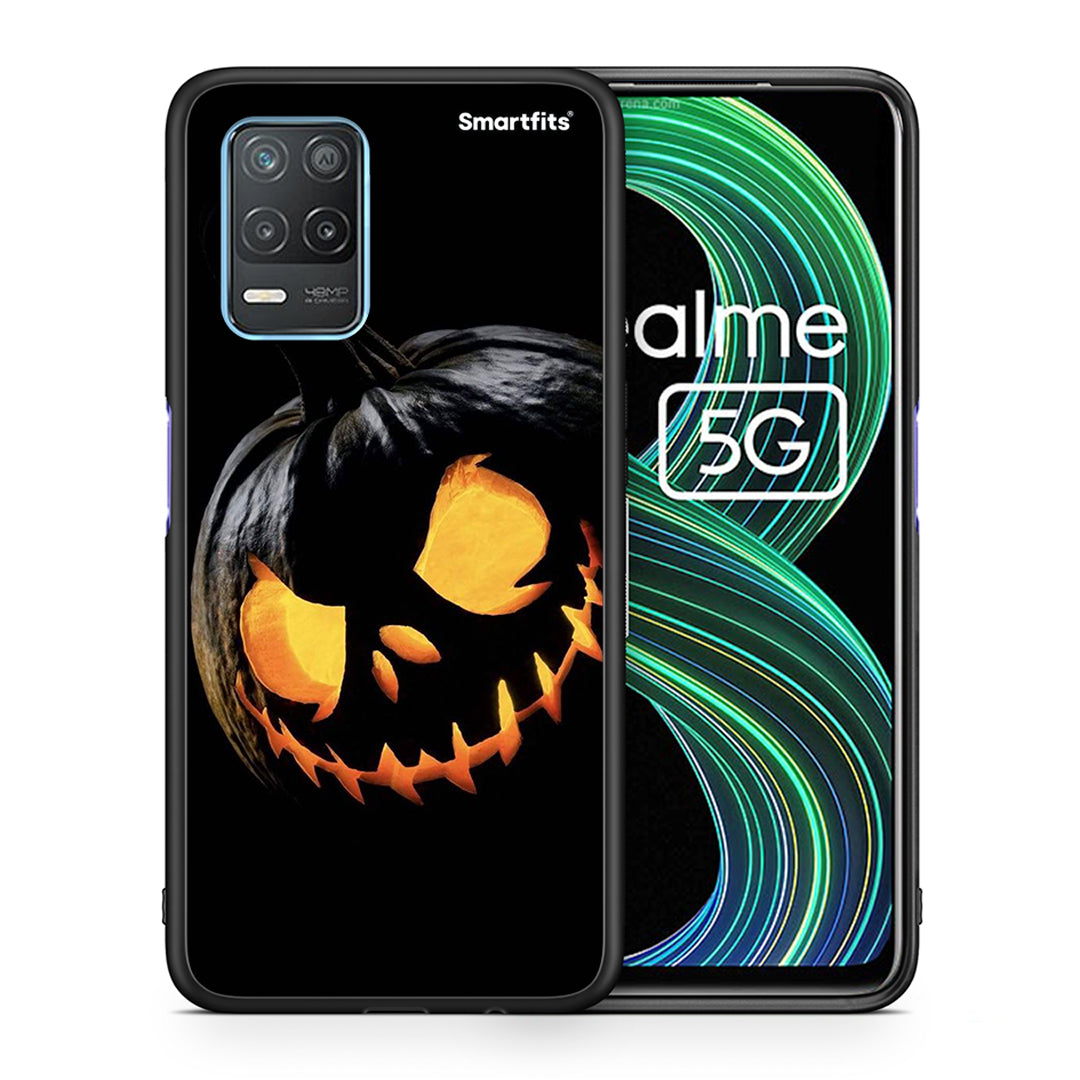 Θήκη Realme 8 5G Halloween Scary Pumpkin από τη Smartfits με σχέδιο στο πίσω μέρος και μαύρο περίβλημα | Realme 8 5G Halloween Scary Pumpkin case with colorful back and black bezels