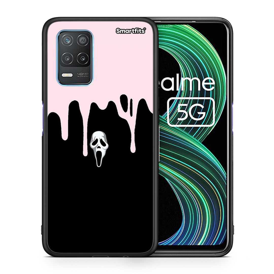 Θήκη Realme 8 5G Melting Halloween Mask από τη Smartfits με σχέδιο στο πίσω μέρος και μαύρο περίβλημα | Realme 8 5G Melting Halloween Mask case with colorful back and black bezels