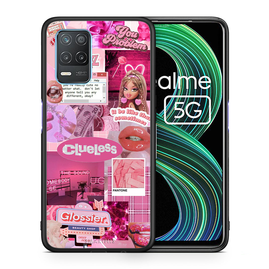 Θήκη Αγίου Βαλεντίνου Realme 8 5G Pink Love από τη Smartfits με σχέδιο στο πίσω μέρος και μαύρο περίβλημα | Realme 8 5G Pink Love case with colorful back and black bezels