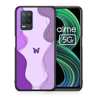 Thumbnail for Θήκη Αγίου Βαλεντίνου Realme 8 5G Purple Mariposa από τη Smartfits με σχέδιο στο πίσω μέρος και μαύρο περίβλημα | Realme 8 5G Purple Mariposa case with colorful back and black bezels