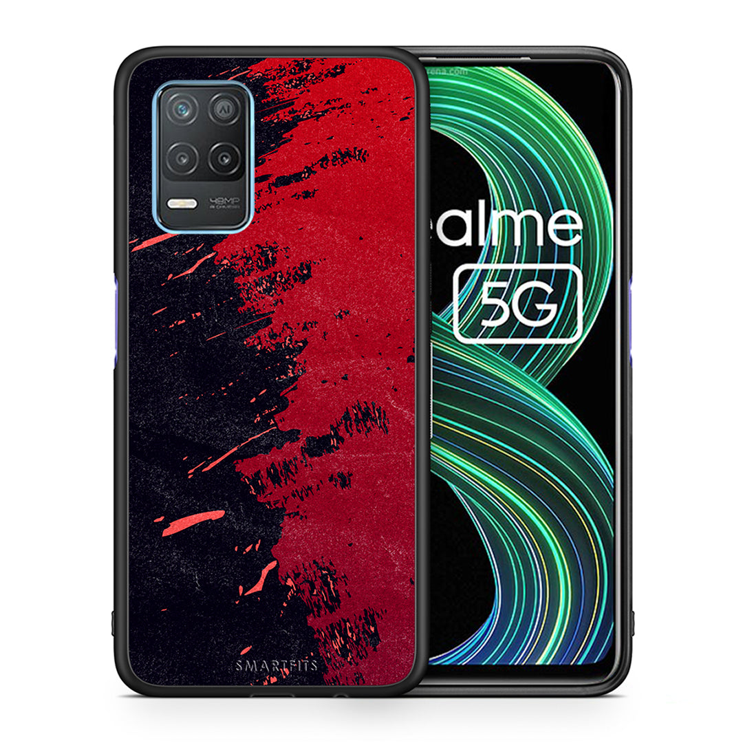 Θήκη Αγίου Βαλεντίνου Realme 8 5G Red Paint από τη Smartfits με σχέδιο στο πίσω μέρος και μαύρο περίβλημα | Realme 8 5G Red Paint case with colorful back and black bezels