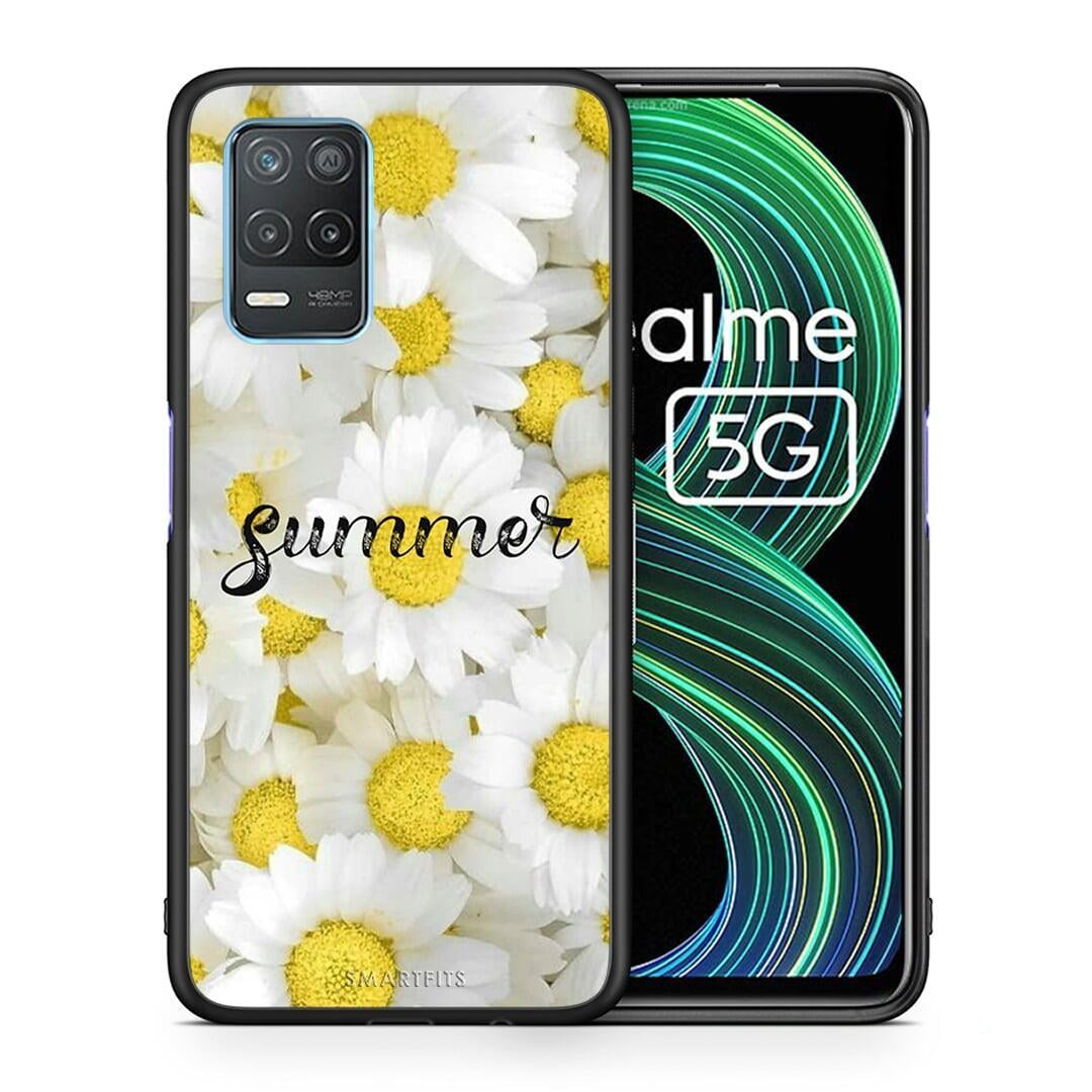 Θήκη Realme 8 5G Summer Daisies από τη Smartfits με σχέδιο στο πίσω μέρος και μαύρο περίβλημα | Realme 8 5G Summer Daisies case with colorful back and black bezels