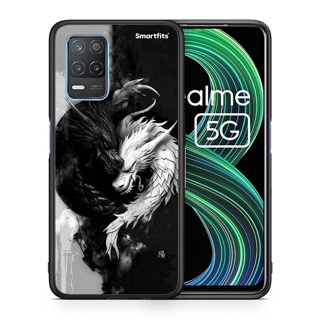 Θήκη Realme 8 5G Yin Yang από τη Smartfits με σχέδιο στο πίσω μέρος και μαύρο περίβλημα | Realme 8 5G Yin Yang case with colorful back and black bezels