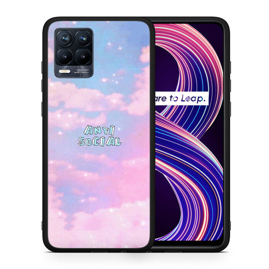 Θήκη Αγίου Βαλεντίνου Realme 8 / 8 Pro Anti Social από τη Smartfits με σχέδιο στο πίσω μέρος και μαύρο περίβλημα | Realme 8 / 8 Pro Anti Social case with colorful back and black bezels