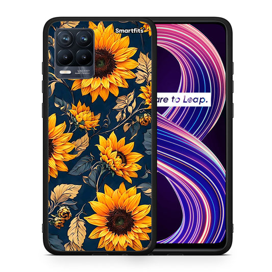 Θήκη Realme 8 / 8 Pro Autumn Sunflowers από τη Smartfits με σχέδιο στο πίσω μέρος και μαύρο περίβλημα | Realme 8 / 8 Pro Autumn Sunflowers case with colorful back and black bezels