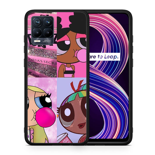 Θήκη Αγίου Βαλεντίνου Realme 8 / 8 Pro Bubble Girls από τη Smartfits με σχέδιο στο πίσω μέρος και μαύρο περίβλημα | Realme 8 / 8 Pro Bubble Girls case with colorful back and black bezels