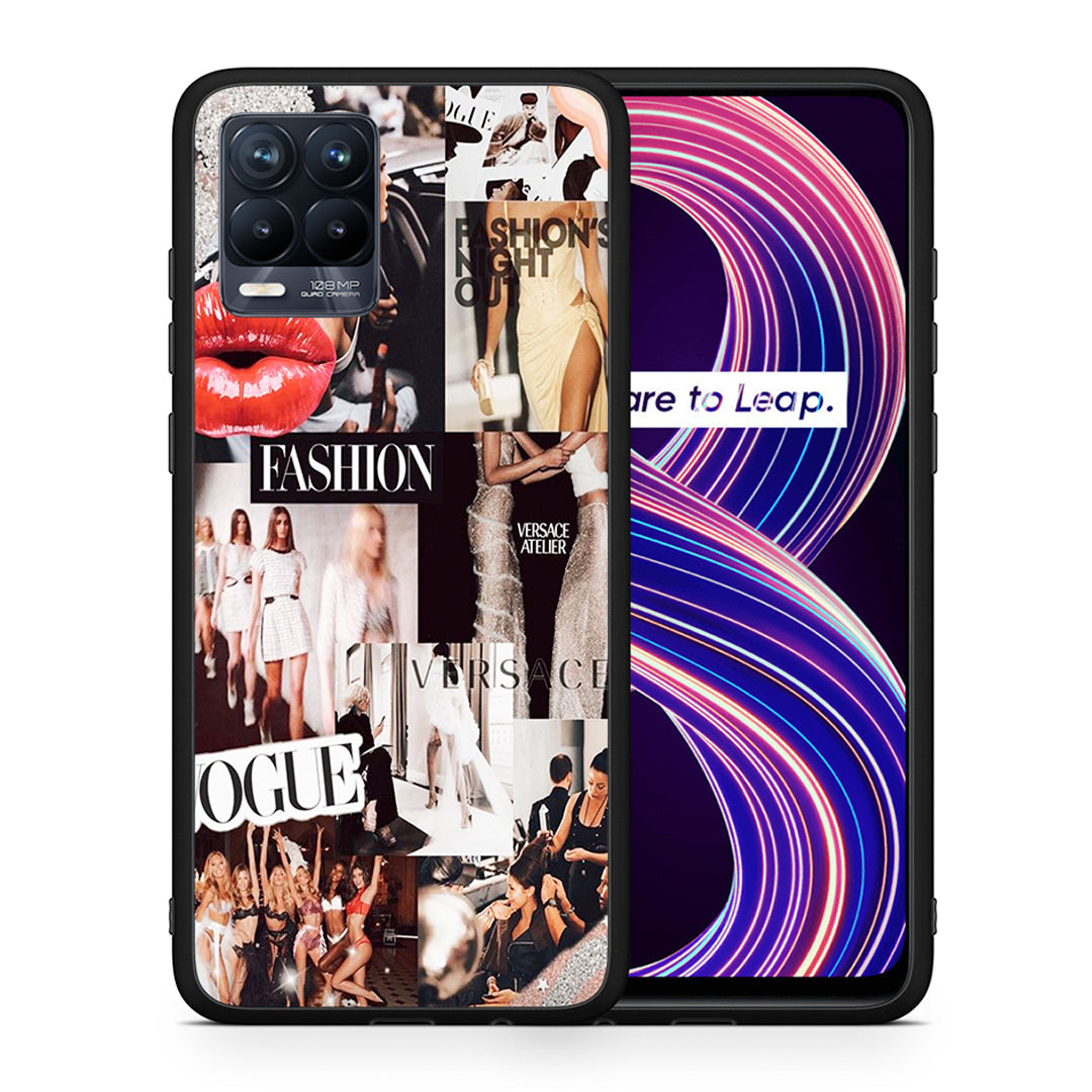 Θήκη Αγίου Βαλεντίνου Realme 8 / 8 Pro Collage Fashion από τη Smartfits με σχέδιο στο πίσω μέρος και μαύρο περίβλημα | Realme 8 / 8 Pro Collage Fashion case with colorful back and black bezels