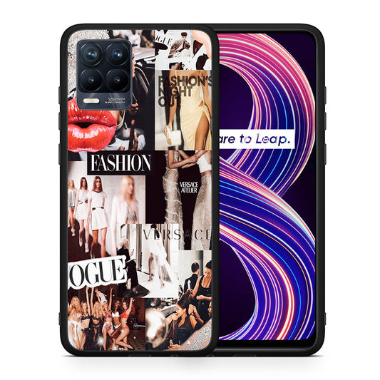 Θήκη Αγίου Βαλεντίνου Realme 8 / 8 Pro Collage Fashion από τη Smartfits με σχέδιο στο πίσω μέρος και μαύρο περίβλημα | Realme 8 / 8 Pro Collage Fashion case with colorful back and black bezels