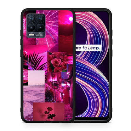 Θήκη Αγίου Βαλεντίνου Realme 8 / 8 Pro Collage Red Roses από τη Smartfits με σχέδιο στο πίσω μέρος και μαύρο περίβλημα | Realme 8 / 8 Pro Collage Red Roses case with colorful back and black bezels