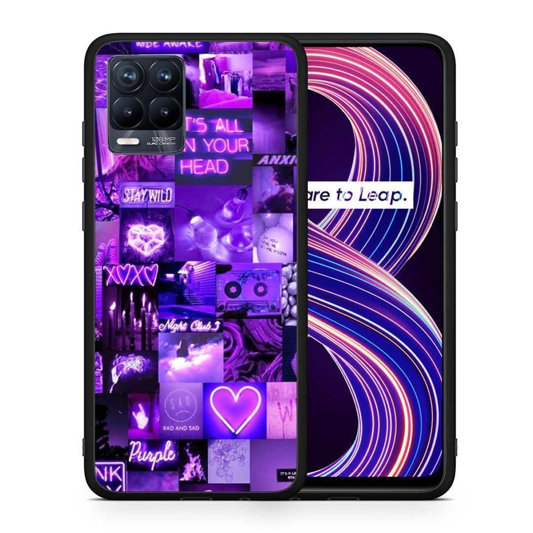 Θήκη Αγίου Βαλεντίνου Realme 8 / 8 Pro Collage Stay Wild από τη Smartfits με σχέδιο στο πίσω μέρος και μαύρο περίβλημα | Realme 8 / 8 Pro Collage Stay Wild case with colorful back and black bezels