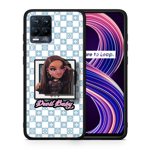 Θήκη Αγίου Βαλεντίνου Realme 8 / 8 Pro Devil Baby από τη Smartfits με σχέδιο στο πίσω μέρος και μαύρο περίβλημα | Realme 8 / 8 Pro Devil Baby case with colorful back and black bezels