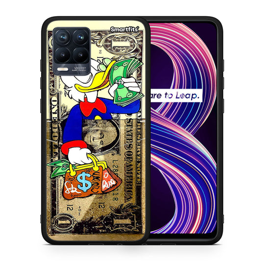 Θήκη Realme 8 / 8 Pro Duck Money από τη Smartfits με σχέδιο στο πίσω μέρος και μαύρο περίβλημα | Realme 8 / 8 Pro Duck Money case with colorful back and black bezels