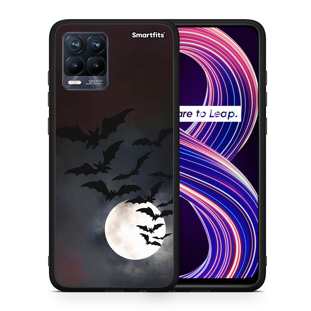 Θήκη Realme 8 / 8 Pro Halloween Bat Night από τη Smartfits με σχέδιο στο πίσω μέρος και μαύρο περίβλημα | Realme 8 / 8 Pro Halloween Bat Night case with colorful back and black bezels